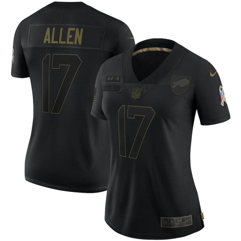 NFL Buffalo Bills #17 Josh Allen Nike Women 2020 Salute To Service Limited  Black jerseys->women nfl jersey->Women Jersey